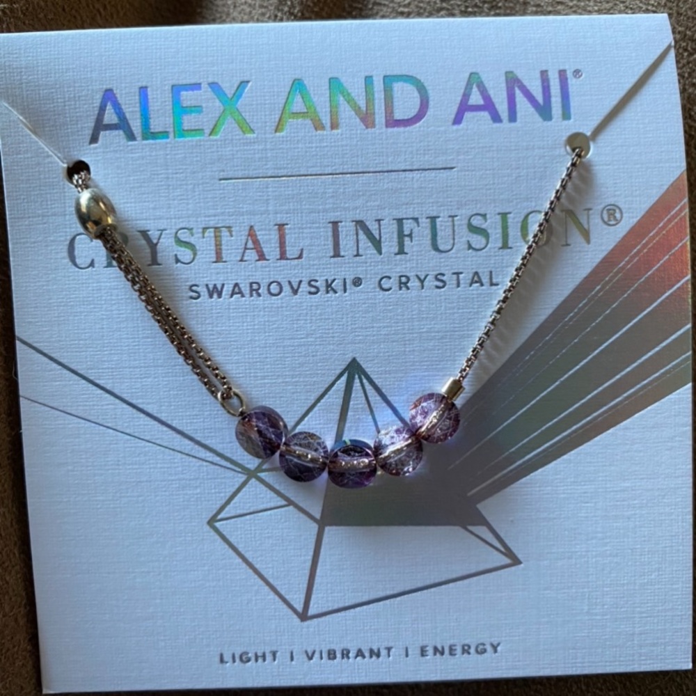 NWT Alex and Ani Swarovski Crystal Infusion Pull Bracelet in Orchid